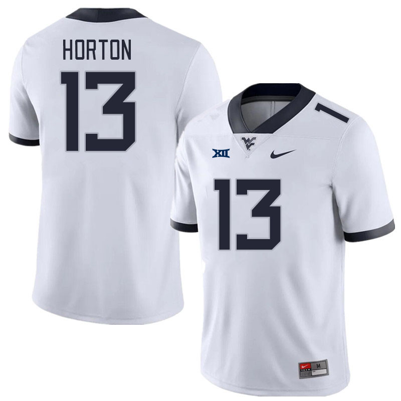 Men #13 EJ Horton West Virginia Mountaineers College Football Jerseys Stitched Sale-White